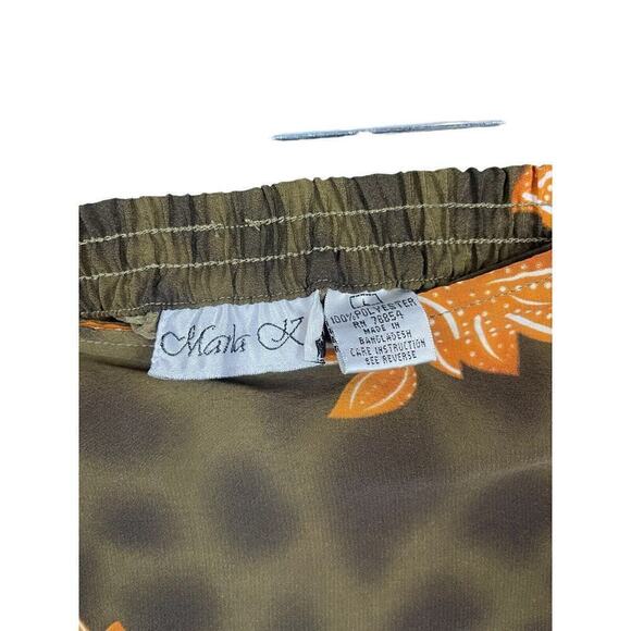 Marla Kim Wrap Maxi Skirt Olive Green & Rust Women Size Large Vintage - Picture 10 of 11